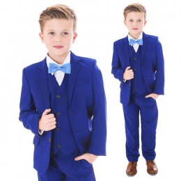 Boys Electric Blue 5 Piece Slim Fit Bow Tie Suit